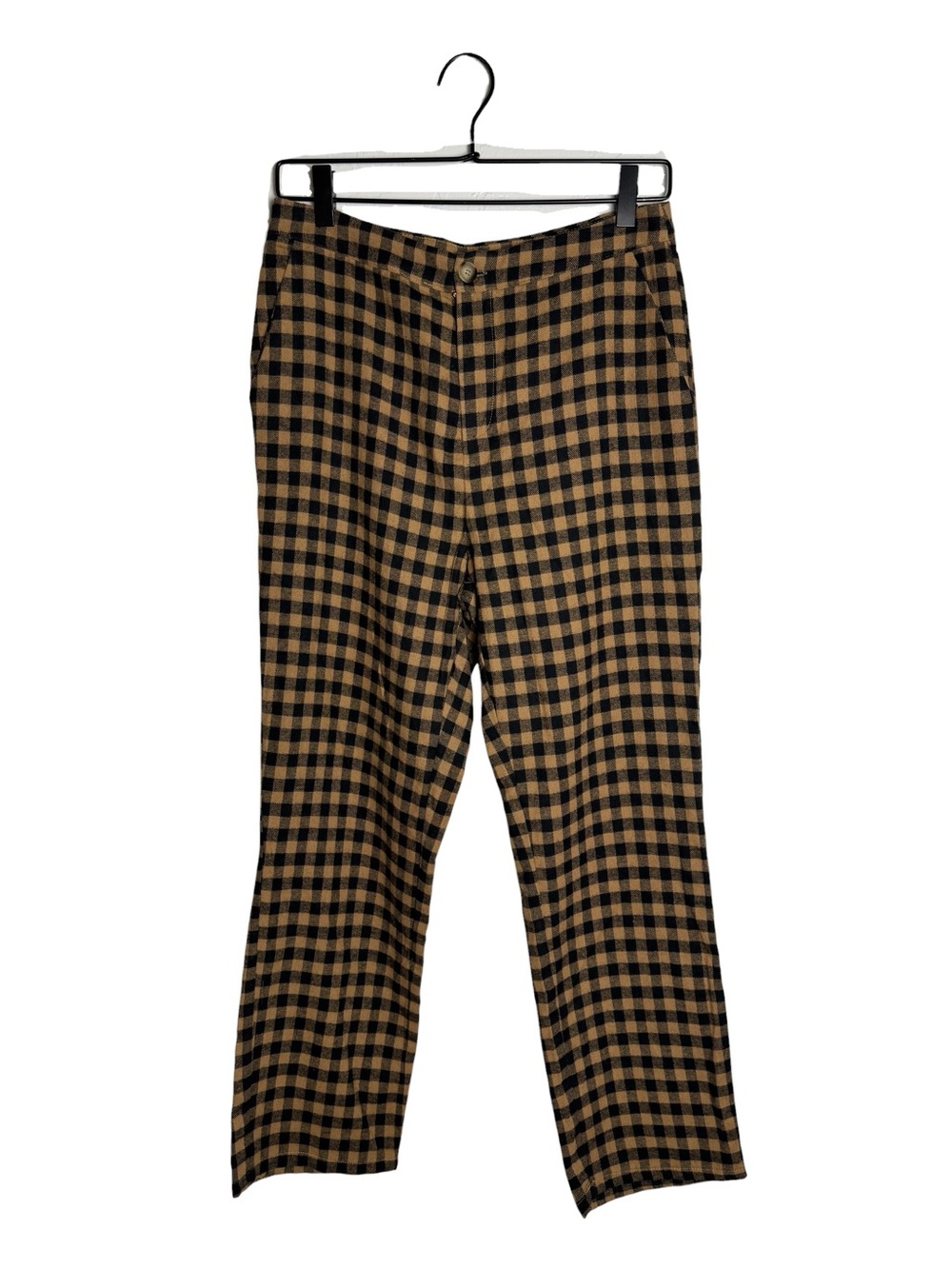 NWT 12th Tribe Bishop Tan Checkered Cropped Trousers Brown Black Plaid Pants